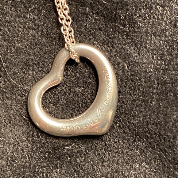 Tiffany & Co Elsa Peretti Open Heart Necklace- Sterling Silver, 17” - Picture 2 of 4